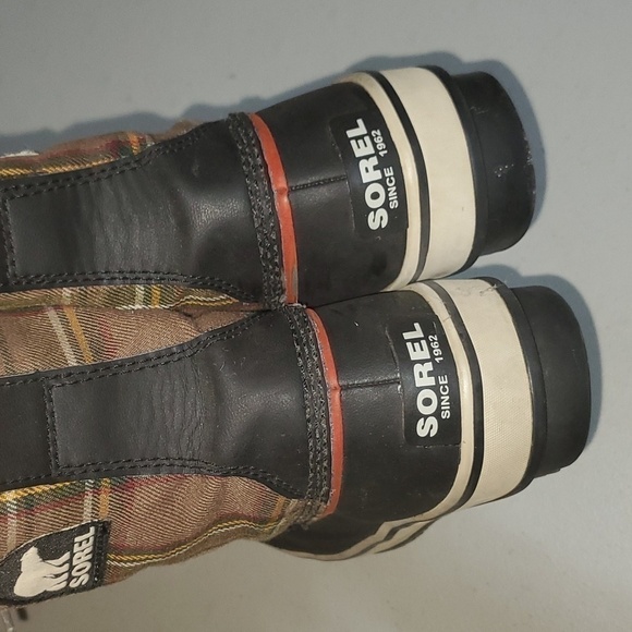Sorel Tivoli Brown Plaid Lined Lace up Sz. 7 Winter Duck Boots - Picture 5 of 7